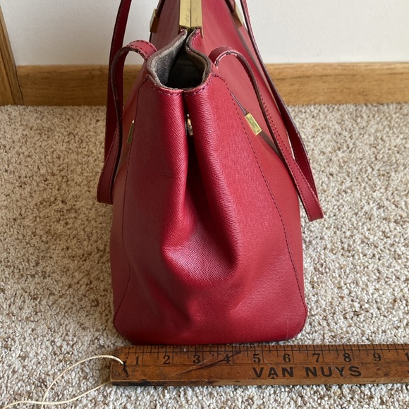 J.Crew Women’s Red Leather Tote Bag Shoulder Bag Purse w/ Dust Bag - Picture 13 of 16